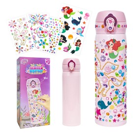 VIRIDIANA Diamond Painting Taza de Agua Aislada para Niños de Botella Agua, Decora tu propia Botella Kit Artes y Manualidades para niñas (Sirena)