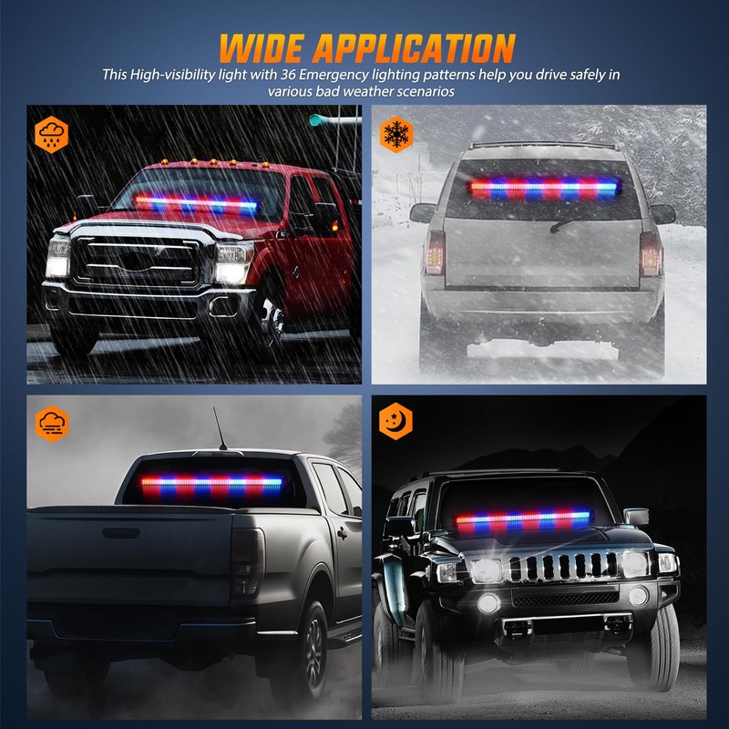 Nilight 144LED Traffic Advisor Strobe Light Bar with Controller Red