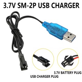 3pcs 3.7V USB Charger Cable with SM-2P Connector for RC Cars, Trucks, Boats, and Stunt Vehicles – 3.7V Rechargeable Li-ion and Li-Po Battery Charger for Remote Control Toys