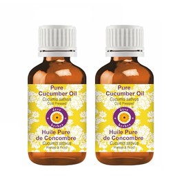 Deve Herbes Pure Cucumber oil (Cucumis sativus) Cold Pressed (Pack of Two) 30ml X 2 (2 oz)