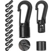 Plastic Carabiner Hooks, Pack of 12, in Black, for Diameter