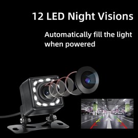 Universal Backup Camera, HD Rear Camera for , License Plate Reverse Cam, IP69  Rearview Camara de Reversa de Auto Clear Night Vision, 170 Degree Wide View Angle - CVBS,12v