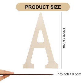 BAOOOFUL 17 Inch DIY Large Wooden Alphabet Letter,Unfinished Wooden Letters for Home Wall Decor,Blank Wood Letters Sign,Large Paintable Wood Letter for Crafts,Birthday,Wedding or Party Decoration（A）