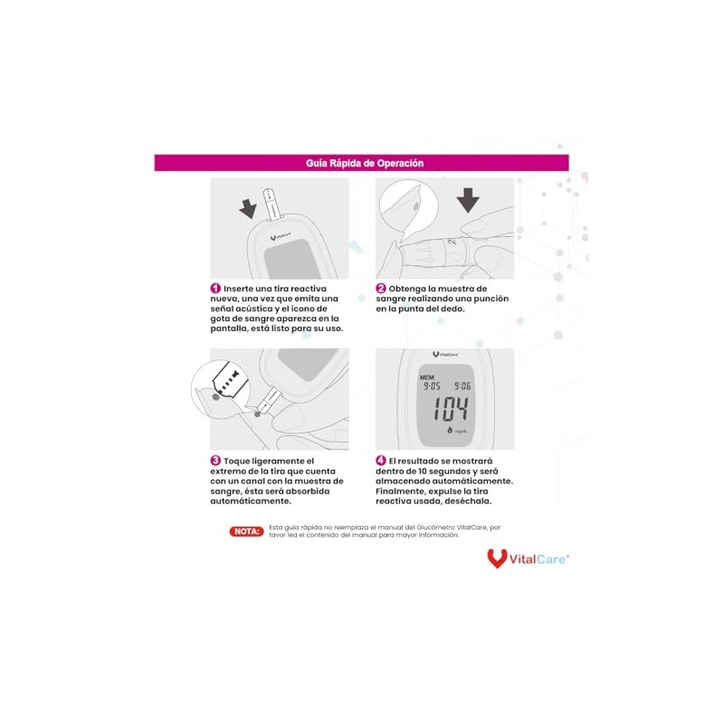 Vital Care Glucómetro 310 Kit Completo | 50 Tiras +