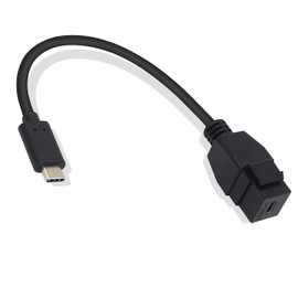 USB C Keystone Jack Cable,Type-c Male to Female Panel Mount Insert Adapter USB-C Pigtail Extention Keystone-to-Cable Convertor USB 3.1 Type C Extension Cord for Wall Socket Face Plate (Black)