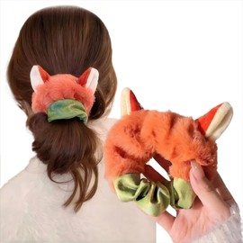 WENJESO Children's Cartoon Hair Accessory, Fluffy Ribbon, Hair Elastic, Hairpin, Scrunchy, Cute-rd