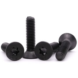 M4-0.7 x 25mm Flat Countersunk Head Torx Security Machine Screws Bolts, Black Oxide Finish, 10.9 Grade Alloy Steel, Full Thread, Pack of 50