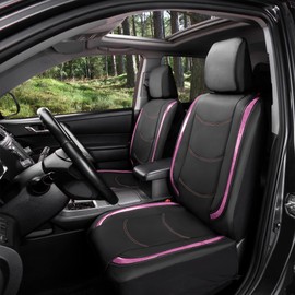 FH Group Full Set Faux Leather Car Seat Covers - Universal Fit, Low Back Front Seat Covers, Airbag Compatible, Split Bench Rear Seat Cover for SUV, Sedan, Pink