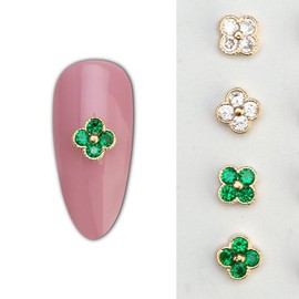 Jewelry Lucky Mini Clover Emerald Nail Parts / 주얼리 럭키 미니크로버 에메랄드 네일파츠