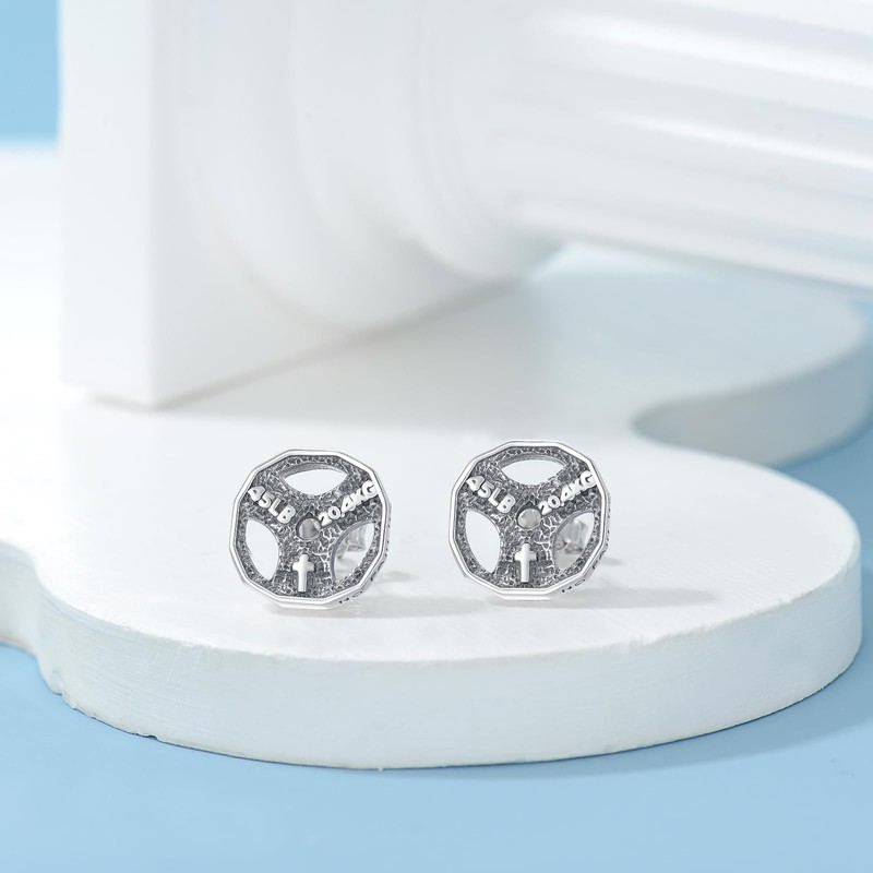 Weight Lifting Dumbbell Earrings Sterling Silver Weight Lifting Plate Earrings