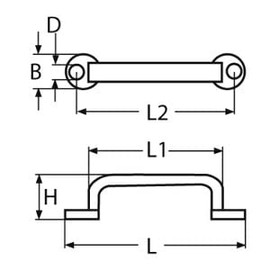 STEELGEAR Stainless Steel Handle Two Hole - 65mm - A2 (304) Stainless - 1 Pack