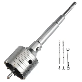 GRIXLEN 3 inch / 76mm Concrete Hole Saw with SDS Plus Shank Connecting Rod, 6.3mm Tungsten Carbide Tip for Concrete, Cement, Brick Wall