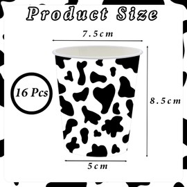 16P Jungle Safari Animal Party Cow Print Paper Cups,Jungle Animal Party Disposable Paper Cups,Jungle Theme Party Tableware Decorations Set for Kids Jungle Safari Reptile Party Supplies