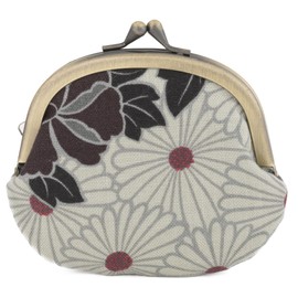 Floral Buckle Coin Purses (Kiss Lock Small Makeup Bag Oval) / Made in Japan Kiss-lock Change Purse Wallets Tiny Makeup Bag for Women, small pouch / Retro Flower - Black, Pouch