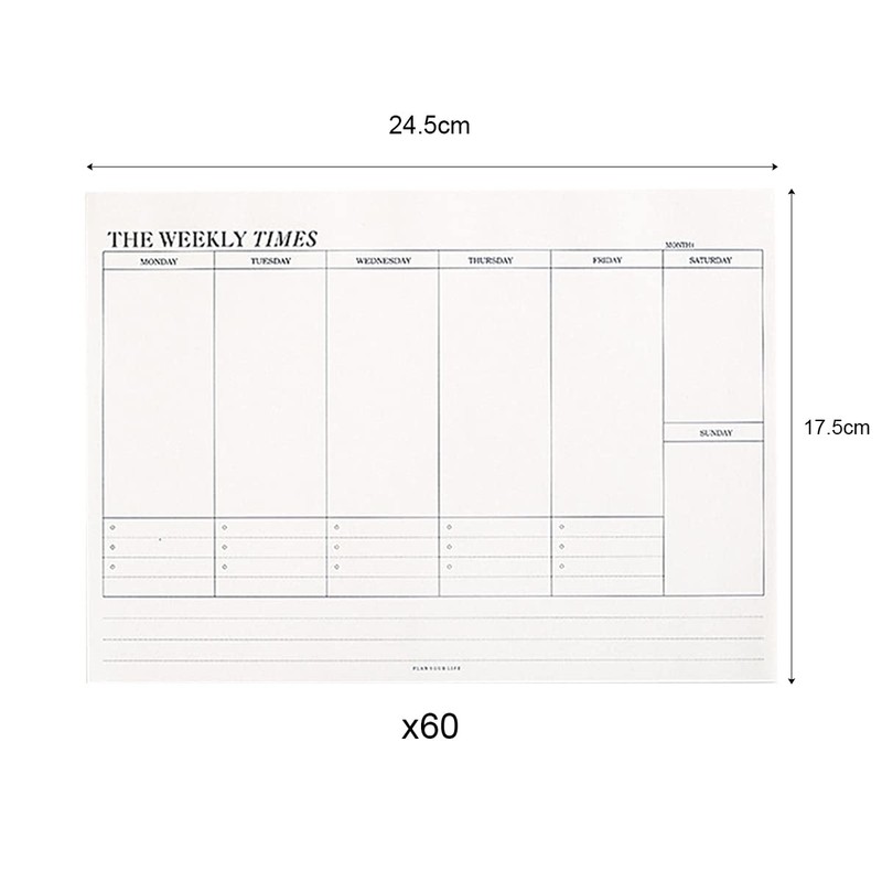 Jagowa 60 Page Weekly Planner, B4 Tearable Weekly Planner to