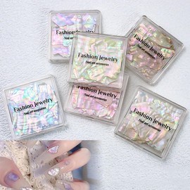 Ranvi 6 Pieces Abalone Shell Flakes for Nail Art Colorful Shell Nail Art Sequins Glitter Irregular Abalone Shell Nail Art Discs Manicure DIY Sequin Accessories (Purple)