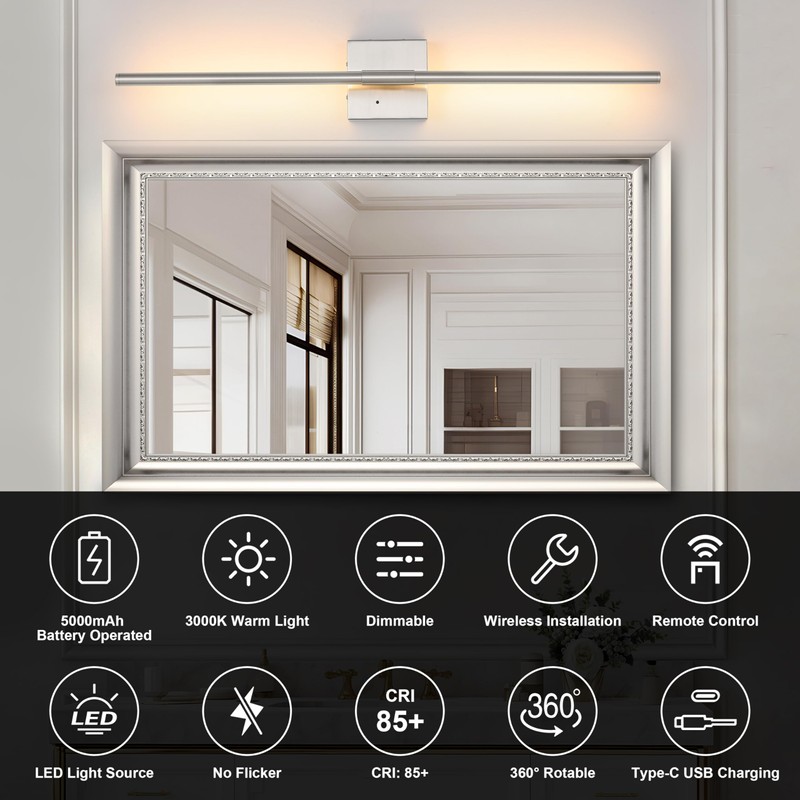 Morauroral Battery Operated Wall Sconces Set of 2, Dimmable Battery
