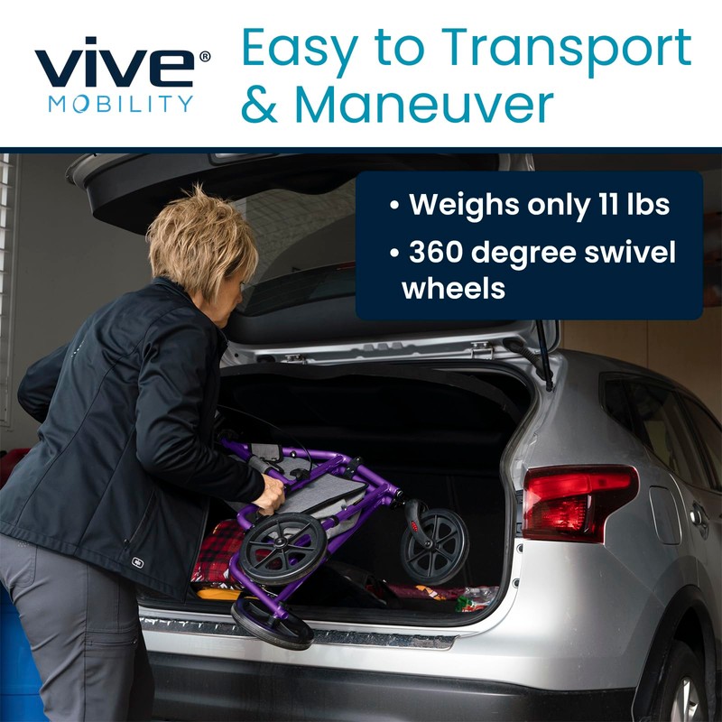 Vive Mobility 3 Wheel Walker - Three Wheeled Rollator for