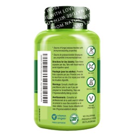 NATURELO NATURELO Mushroom Supplement C Brain & Immune Health Blend with Lion's Mane, Reishi, Turkey Tail C 90 Vegan Friendly Capsules