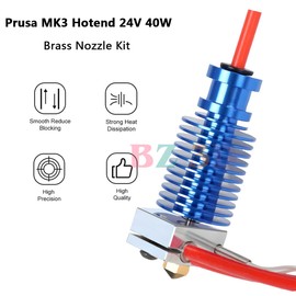 BZ 3D Prusa i3 MK3 Hotend 24V 40W Kit,Upgrade V6 Bi-Metal Heatbreak,Heater Block Aluminum,V6 Brass Nozzle 0.4mm for Prusa i3 MK3,MK3S,MK3S+3D Printer for V6 Hotend Kit.