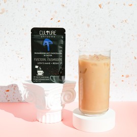 Culture Mushrooms Mushroom Hot Chocolate Mix, Single Serve, 6 Count, 5g of Protein, 52 Calories, Lion's Mane, Reishi, Mental Focus and Clarity