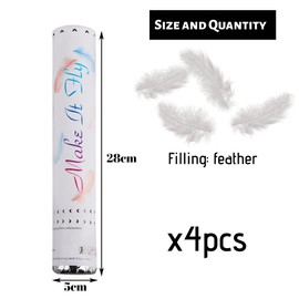 XiXiRan Confetti Cannon White x 4 Pieces, Wedding Confetti Bomb, Confetti Popper Wedding, Party Popper Birthday, Confetti Gun Set, Confetti Cannons, Birthday Confetti Cannon