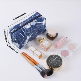 Portable Makeup Bag for Purse Travel Women Cosmetic Case Zipper Toiletry Bag for Girls Daily Pouch,Blue Lotus