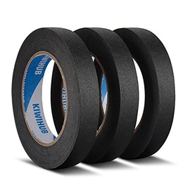 KIWIHUB Black Painters Tape,0.7inch x 60 Yds x 3 Rolls (180 Yards Total) - Medium Adhesive Masking Tape for Painting,Labeling,DIY Crafting,Decoration and School Projects