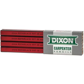 Dixon 19972 Oriole Woodcase Flat Carpenter's Pencil Medium Red Dozen