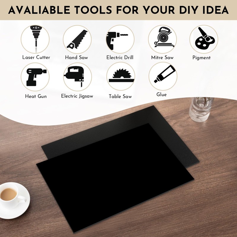 3 Pack Black ABS Plastic Sheet 8” x 12” x