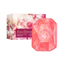 DLZZRS Rose Essential Oil Soap, Rose Flower Gold Foil Diamond Handmade Soap, Gentle Care & Clean Skin Oil-control Moisturizing Bath Bar Soap Deep Nourishes Your Skin, Plant Oil Body Bath Soap