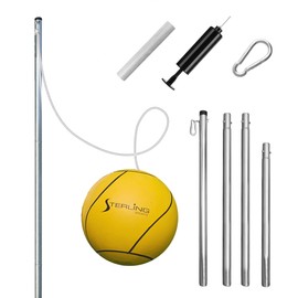 STERLING Sports Compact Tetherball Set for Outdoor Backyard with Ball and Rope Set, 9' Metal Pole, Air Pump Included