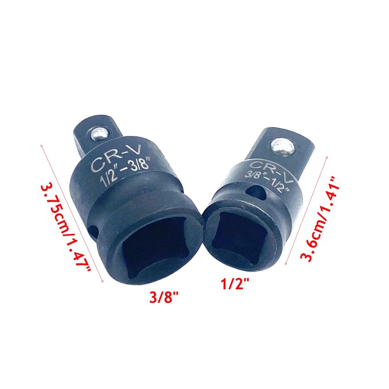3/8" to 1/2" Socket Adapter and 1/2" to 3/8" Impact