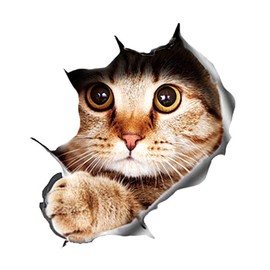 lifepower 3D Car Sticker Cutting Sticker Wall Sticker Interior Sticker Trick Art Deceal Pop-Up Removable Car Motorcycle Wall Dents Scratch Hiding Cute Impact (Peeping Cat) 3DCAT1316-LP