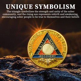 Triangle Sobriety Coin - NA/AA Recovery Chip Medallion with Serenity Prayer - Self Be True Narcotics Alcoholics Anonymous Token Gift for Sober Women & Men in Addiction Recovery
