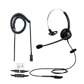 Emaiker Office Desk Phone Headset Single Ear RJ9 Call Center Telephone Headset RJ9 QD Cord with Noise Cancelling Microphone for Landline Phone IP Phones Yealik Sangoma Grandstream Akuvox Escene