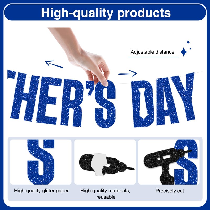 Happy Fathers Day Banner, Fathers Day Decor Pre Strung Glitter
