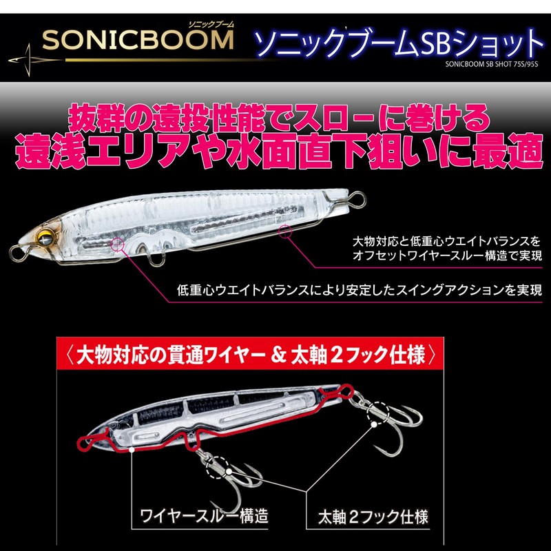 DUEL(デュエル)ソニックブーム SBショット 75mm 17g シンキング グローベリーチャート 遠投