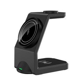 3 in 1 Charging Station for Phone 12 Top Watch Earbuds Charging Stand Wireless Fast Charger Rotating Smart Protection with Light Effect