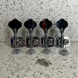 Huizhou Bass Guitar Tuners Set (4) - Complete Hardware Package - Chrome