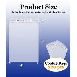 MIGUMING Cookie Bags 4x6 Inch,320 Pcs Clear Cellophane Bags for Packaging Cookies & Treats - Self-Sealing,Plastic Wrappers for Bakery Packaging and Gifts