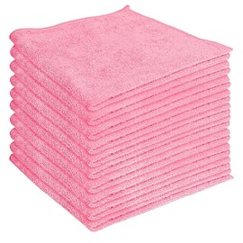 Microfiber Cleaning Cloths, Pink, 30-Pack