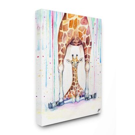 Stupell Industries Colorful Cute Giraffe Family Animal Watercolor Painting, Design by Artist Marc Allante Wall Art, 24 x 1.5 x 30, Canvas
