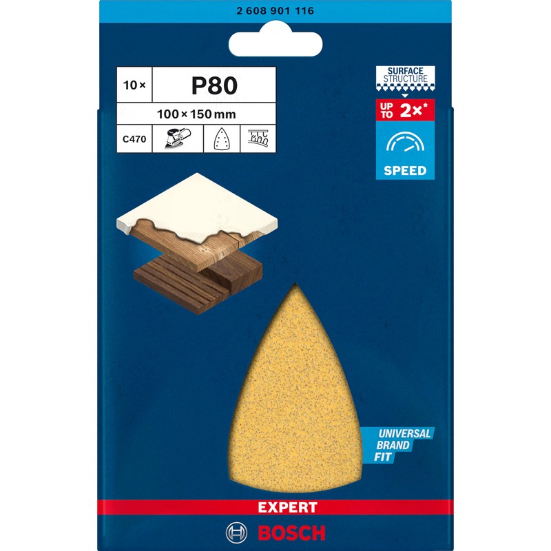 Bosch 10x EXPERT C470 Sandpaper (for Paint on wood, Hardwood,