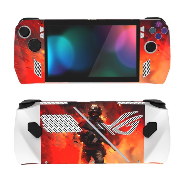 PlayVital 2 Set Protective Skin Decal for ROG Ally, Custom Stickers Vinyl Wraps for ROG Ally Handheld Gaming Console - Warfire