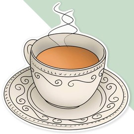 Extra Large 460mm 'Steaming Tea Cup' Permanent Sticker Decal for Cars/Windows/Bins/Walls (DW00138527)