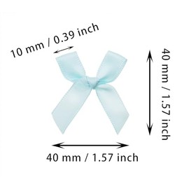 Tupalizy Ribbon Bows Mini Satin Fabric Bows Flowers for DIY Craft Sewing Scrapbooking Wedding Christmas Party Favors Bakery Treat Gift Box Decoration Packaging, 40x40x10mm, 50PCS (Blue)
