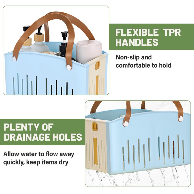 Homiton Portable Shower Caddy Collapsible Plastic Shower Basket Tote with