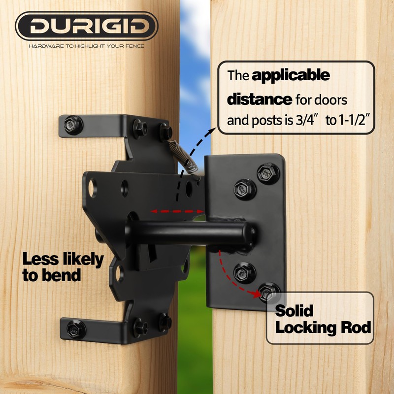 DURIGID Heavy Duty Gate Latch, Gravity Auto-Locking Gate Locks for