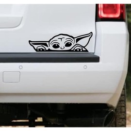 Peeking Baby On Board Sticker for car Peeking Baby Yoda Decal Funny Sticker 7 Inches| Cars SUV Trucks Vans Walls Laptop Decal Vinyl Stickers Gorgu
